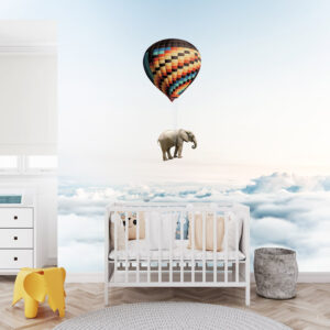 Olifant vliegt met ballon fotobehang