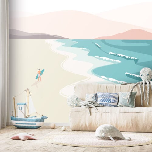 Surfer on Beach Strand zomer fotobehang kinderkamer
