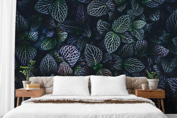 urple green leaves fotobehang slaapkamer planten