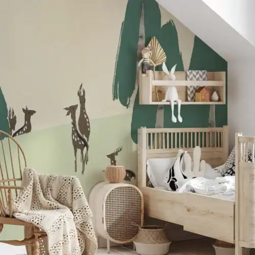 Kinderkamer fotobehang illustratie hert bos