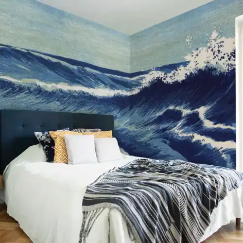 Slaapkamer fotobehang beach waves