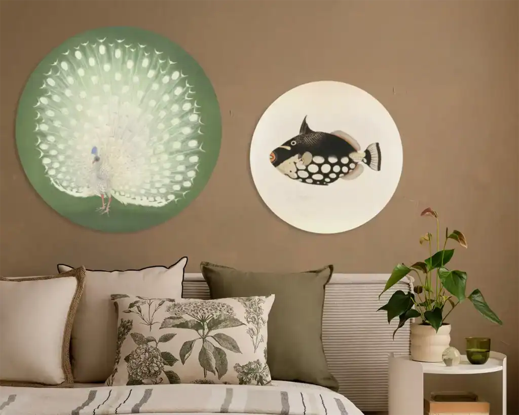Muurcirkel art slaapkamer collage