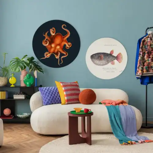 Woonkamer Muurcirkels vis octopus