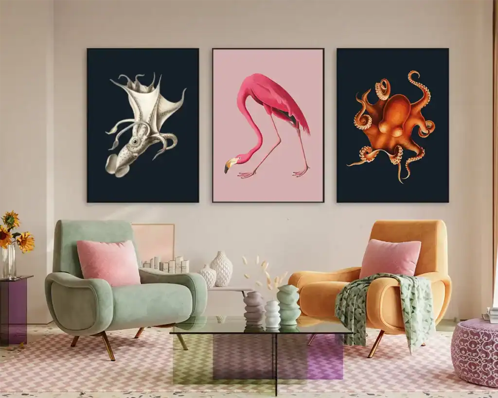 Woonkamer paneel in baklijst dieren art