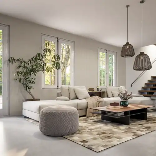 Woonkamer fotobehang patronen beige