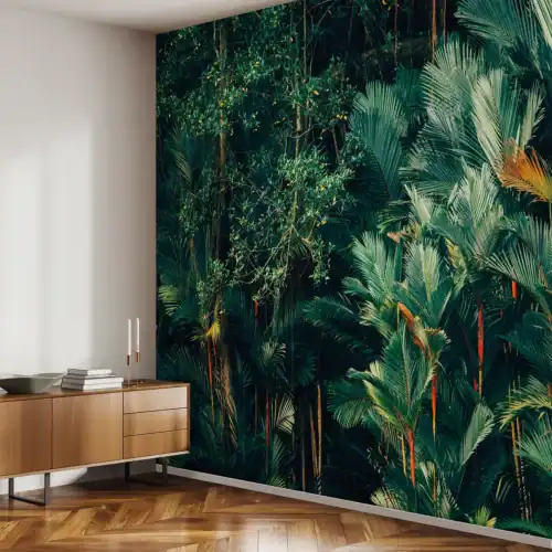 Woonkamer naadloos fotobehang tropical jungle botanisch